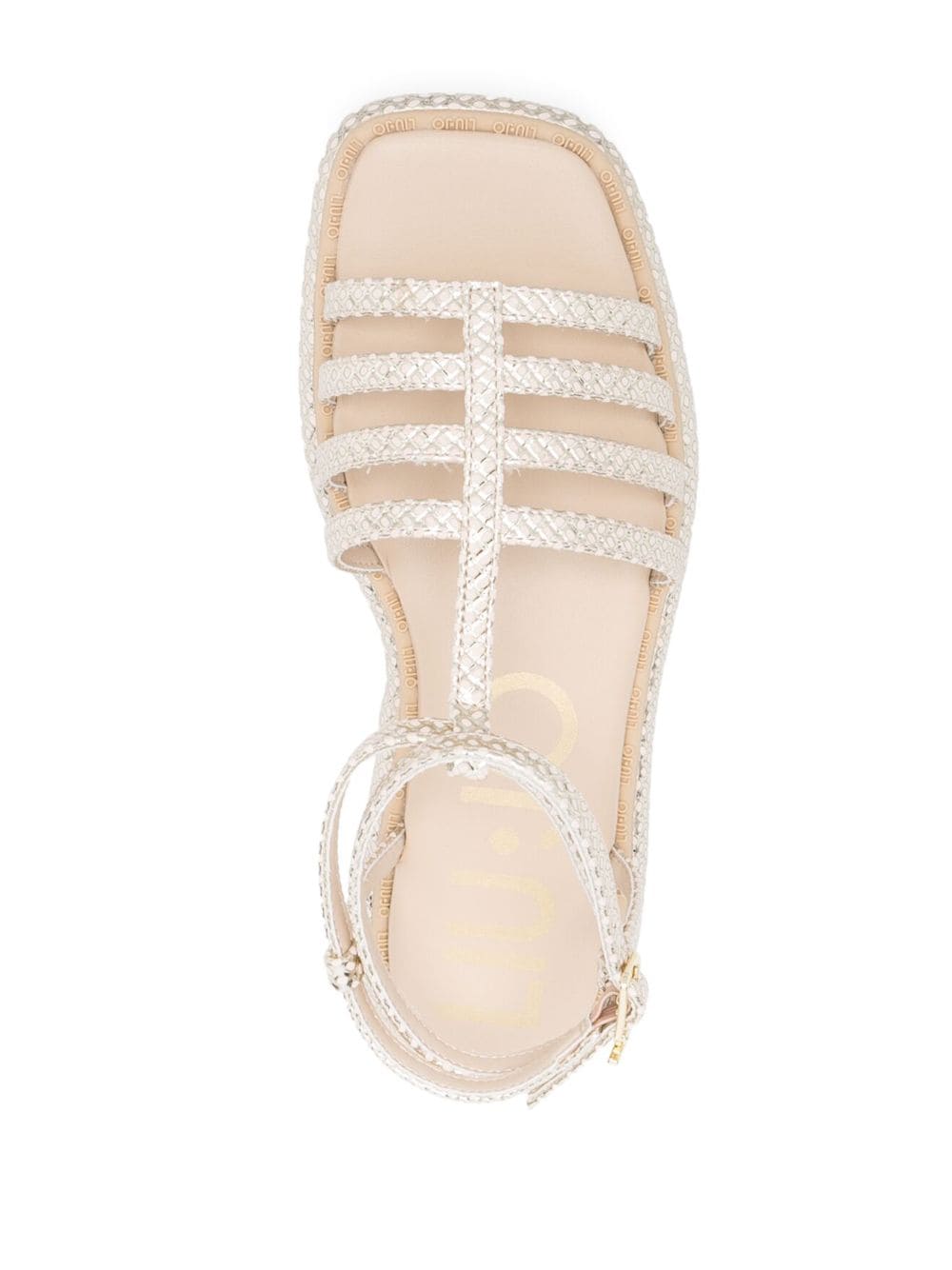 Shop Liu •jo Amelia Cut-out Flat Sandals In Neutrals