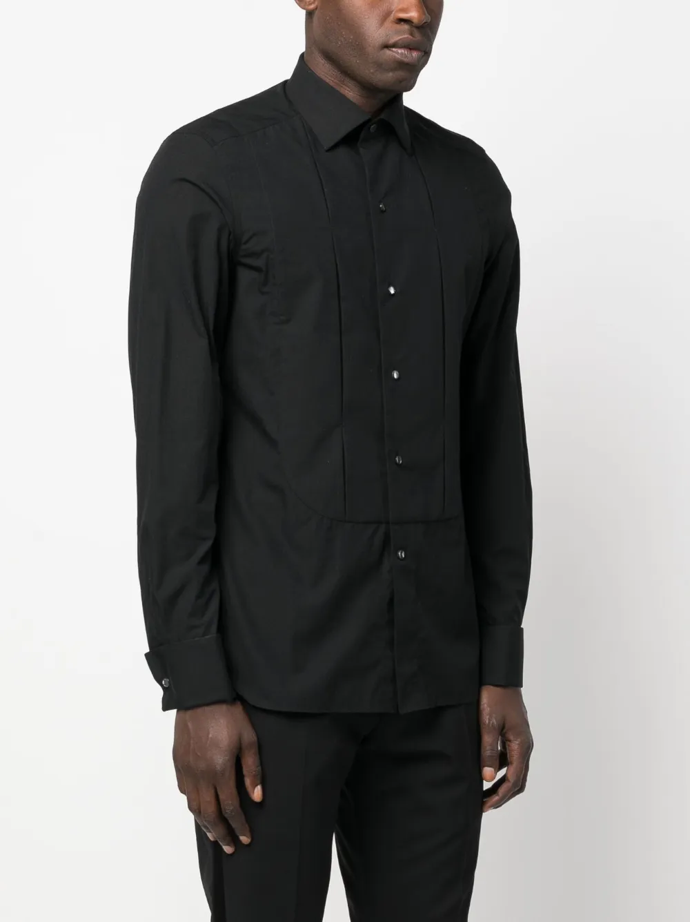 Shop Zegna Bib Collar Buttoned Shirt In Black