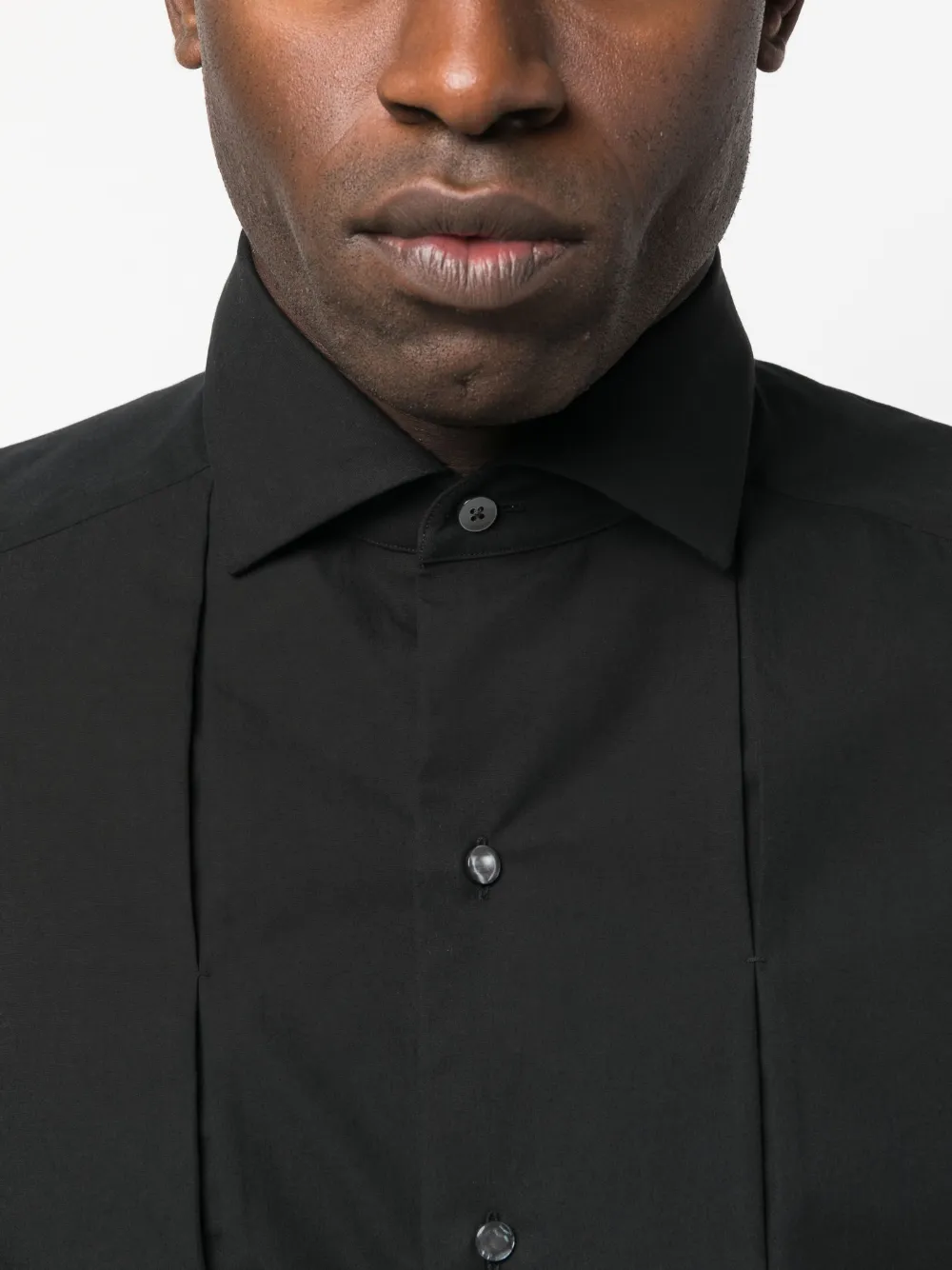 Shop Zegna Bib Collar Buttoned Shirt In Black