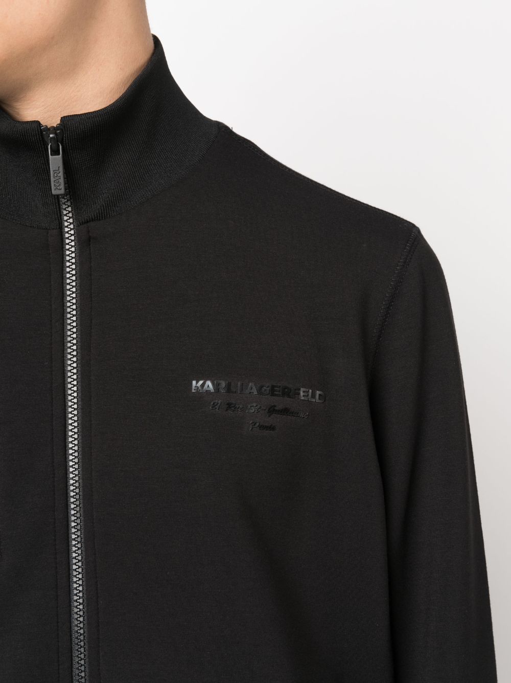 Shop Karl Lagerfeld Logo-embossed Cotton Jacket In Black