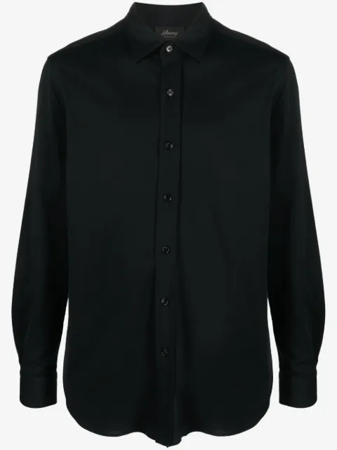 Brioni spread-collar cotton shirt