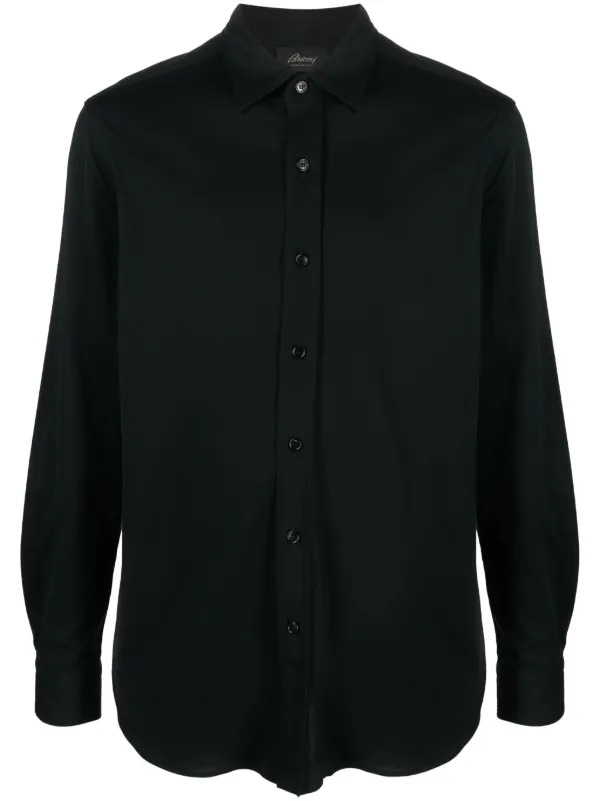 Brioni Spread-collar Cotton Shirt in Black