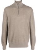 Brioni stand-up collar zip-up jumper - Neutrals