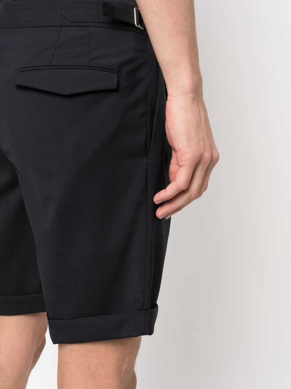 Shop Briglia 1949 Pleated-edge Virgin Wool-blend Shorts In Blue