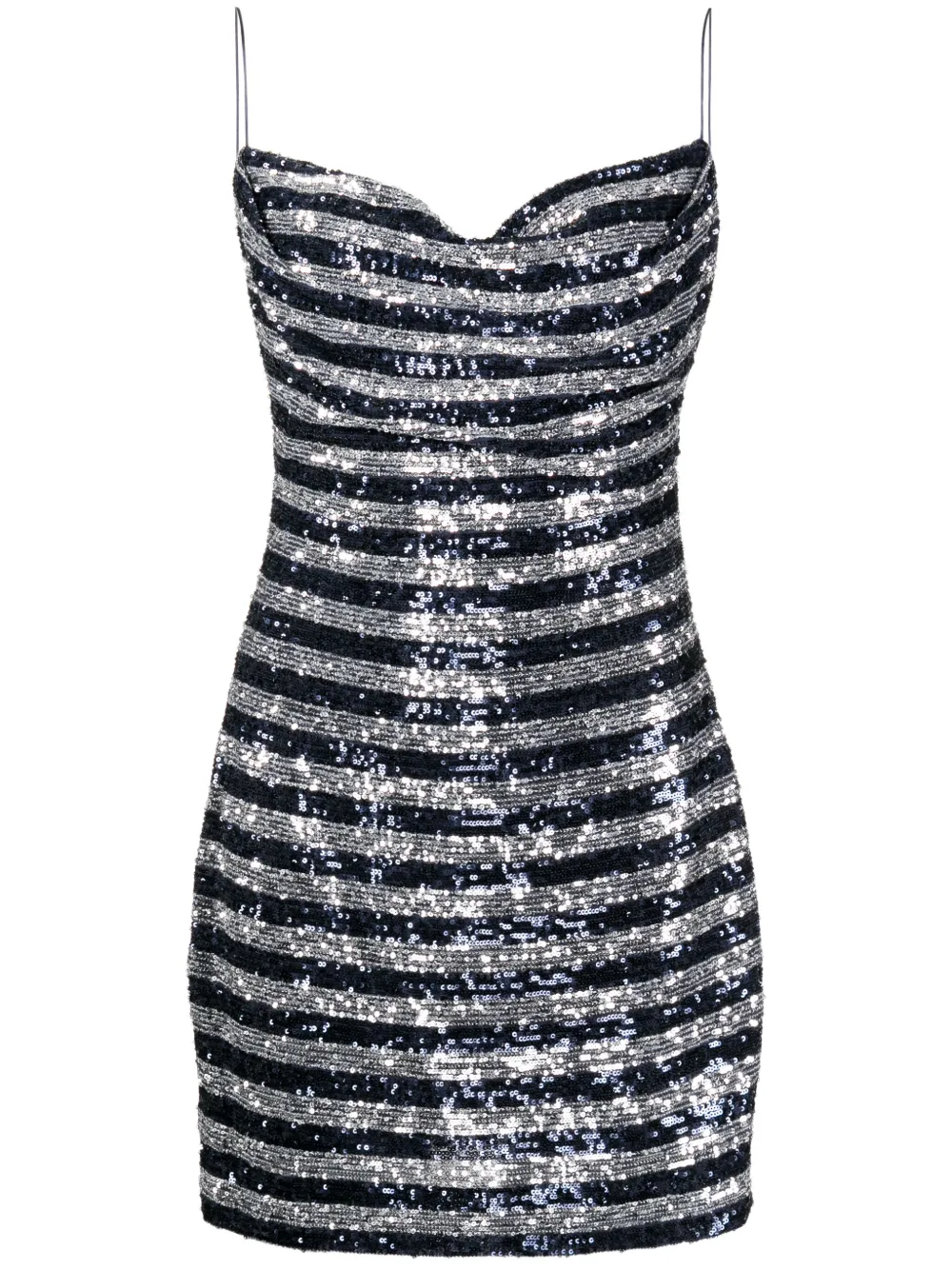 Balmain Babydoll Cowl Neck Glitter Short Dress Clothing In Blue