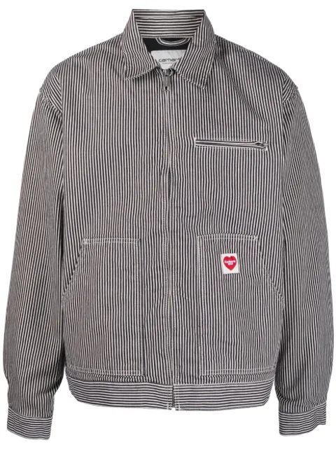 Carhartt WIP logo-patch striped cotton jacket