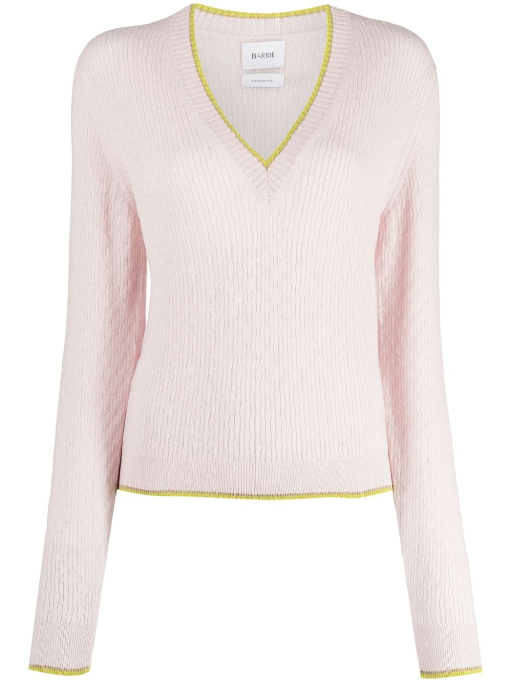 Barrie V-neck Cable-knit Jumper In Pink