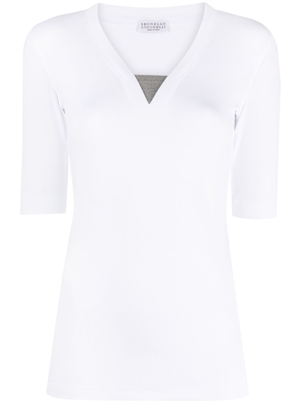 Brunello Cucinelli V-neck knitted top - White