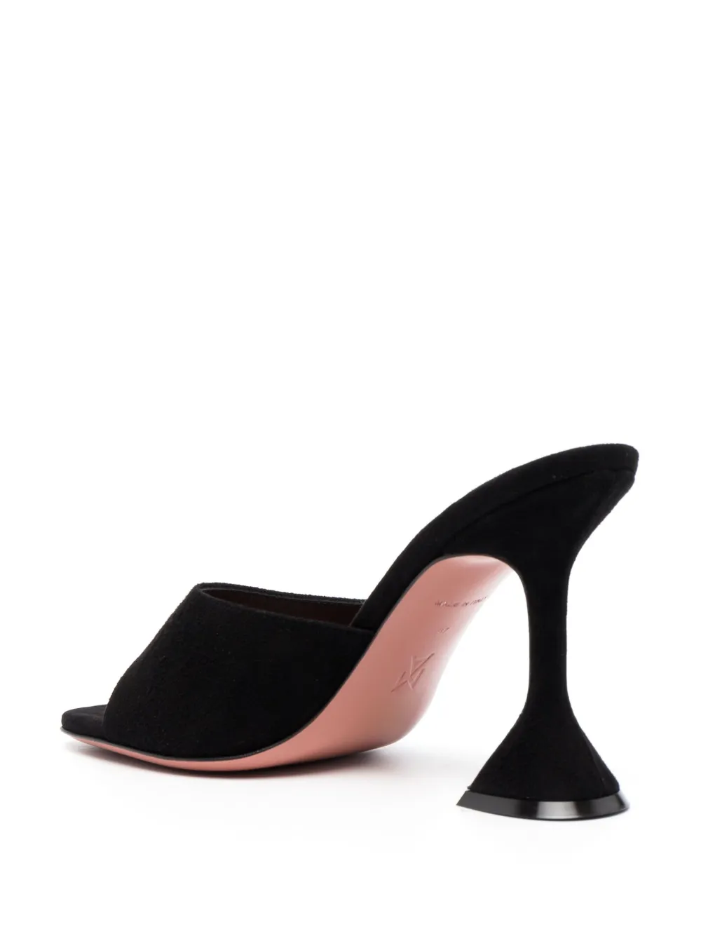 Amina Muaddi Lupita Suede Pedestal Mule Sandals In Black