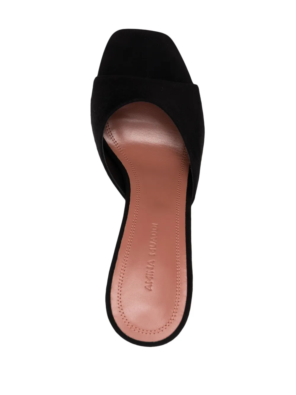 Amina Muaddi Lupita Suede Pedestal Mule Sandals In Black