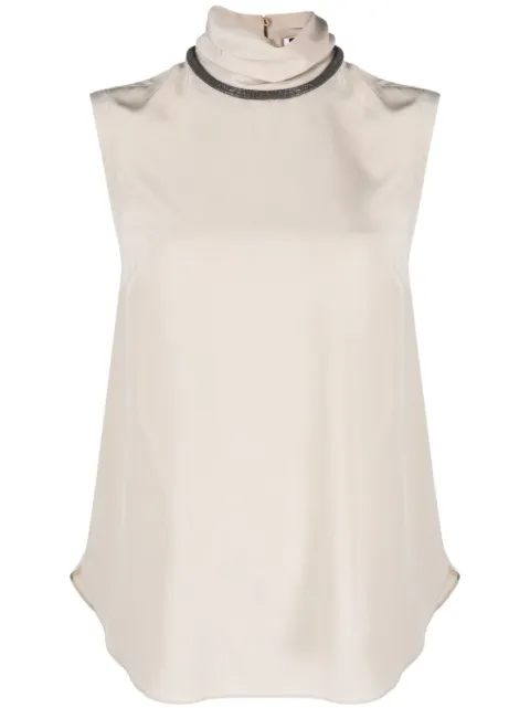 Brunello Cucinelli monili-embellished silk blouse