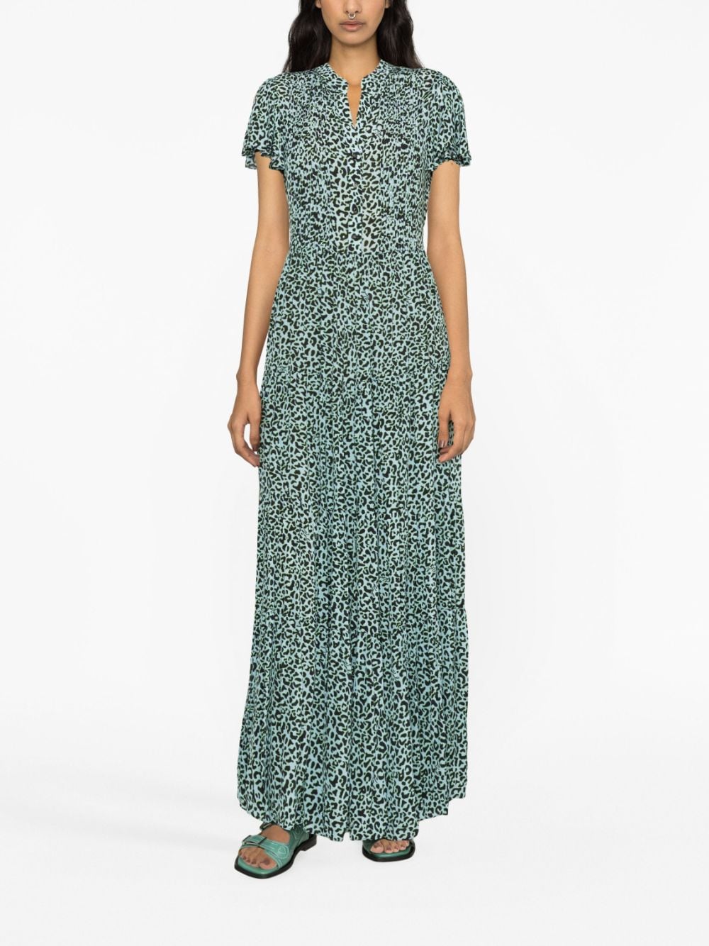 Shop Karl Lagerfeld Leopard-print Maxi Dress In Blue