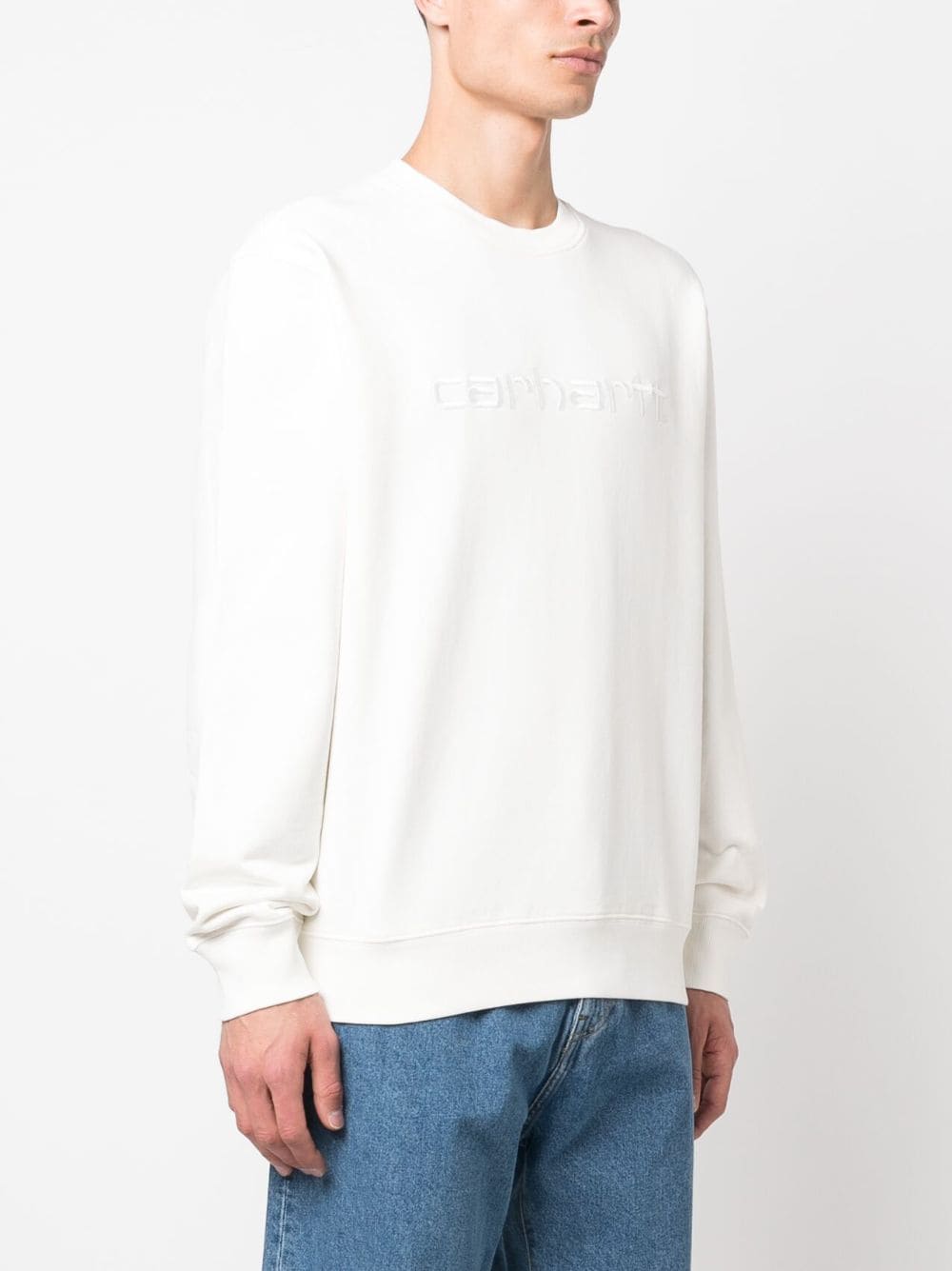 Shop Carhartt Embroidered-logo Cotton Jumper In White