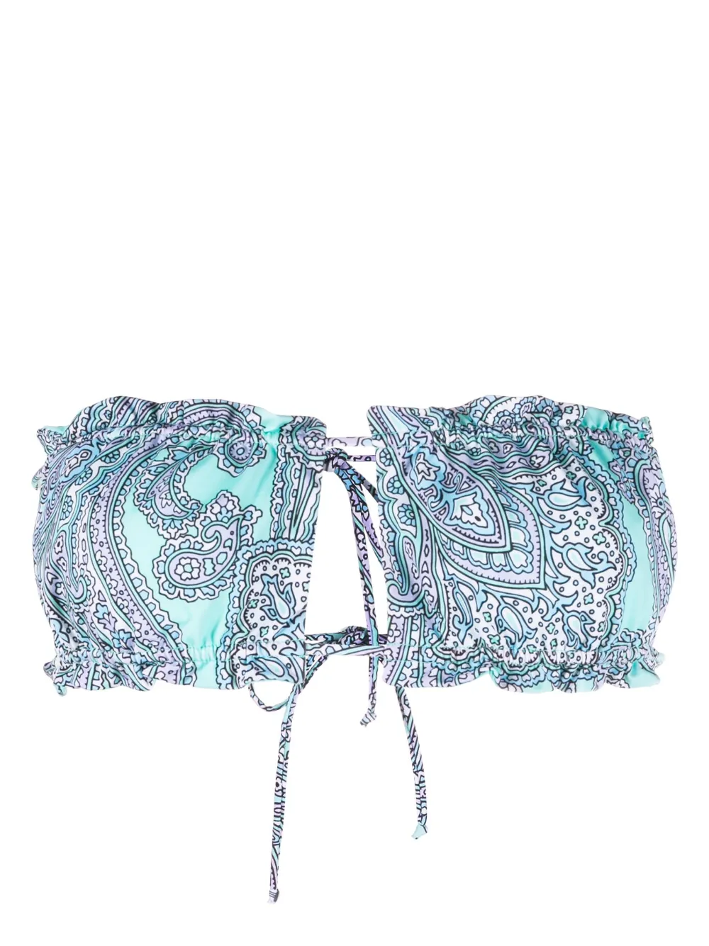 Mc2 Saint Barth Lyam Paisley-print Bikini Top In Green