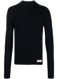 Balmain logo-patch merino wool jumper - Blue