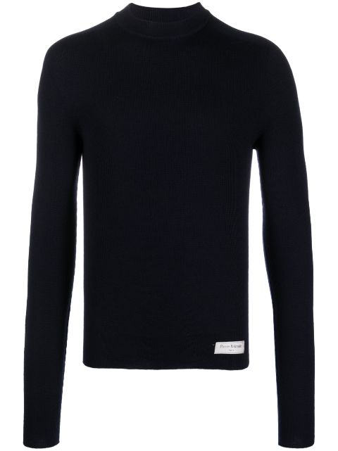 Balmain logo-patch merino wool jumper Men