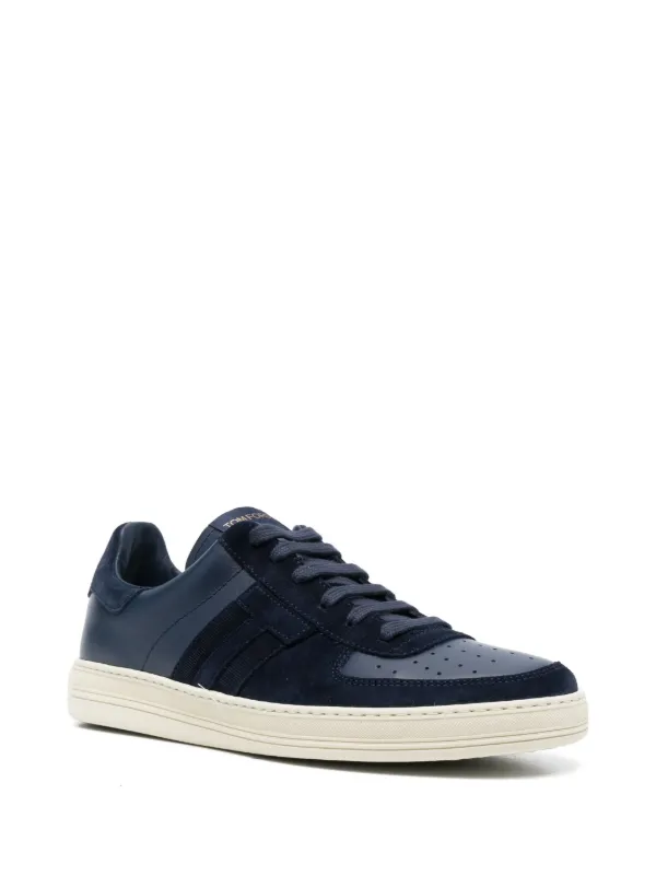 Blue leather hot sale sneakers