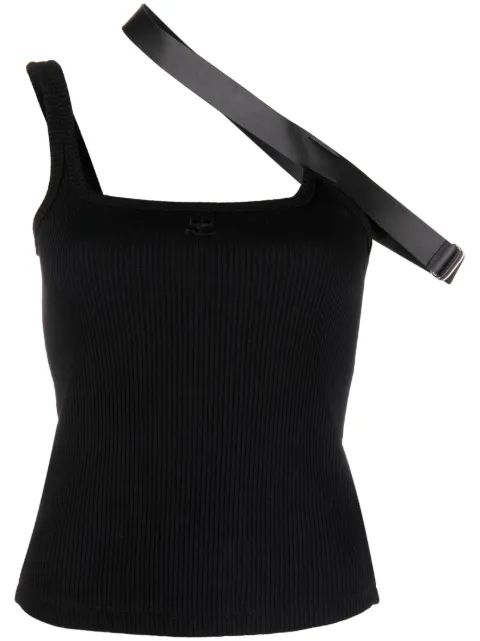 Courrèges strap-detail ribbed tank top