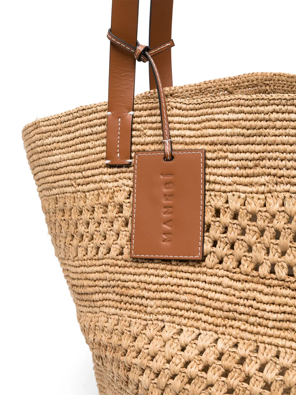 Manebi Logo-tag Raffia Tote Bag In Nude