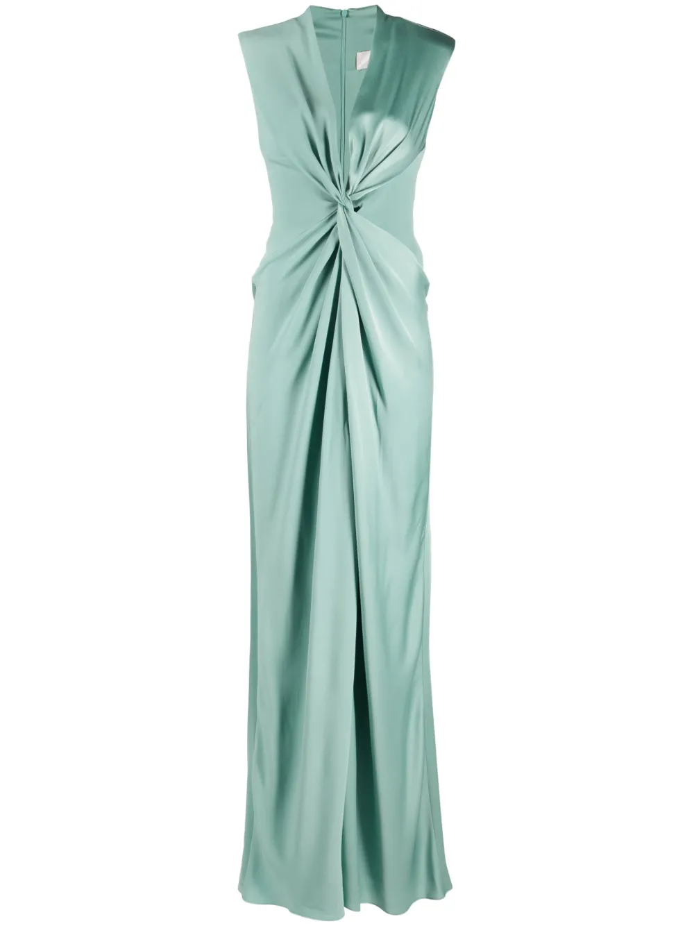 Max Mara Satin-finish Maxi Dress In Green