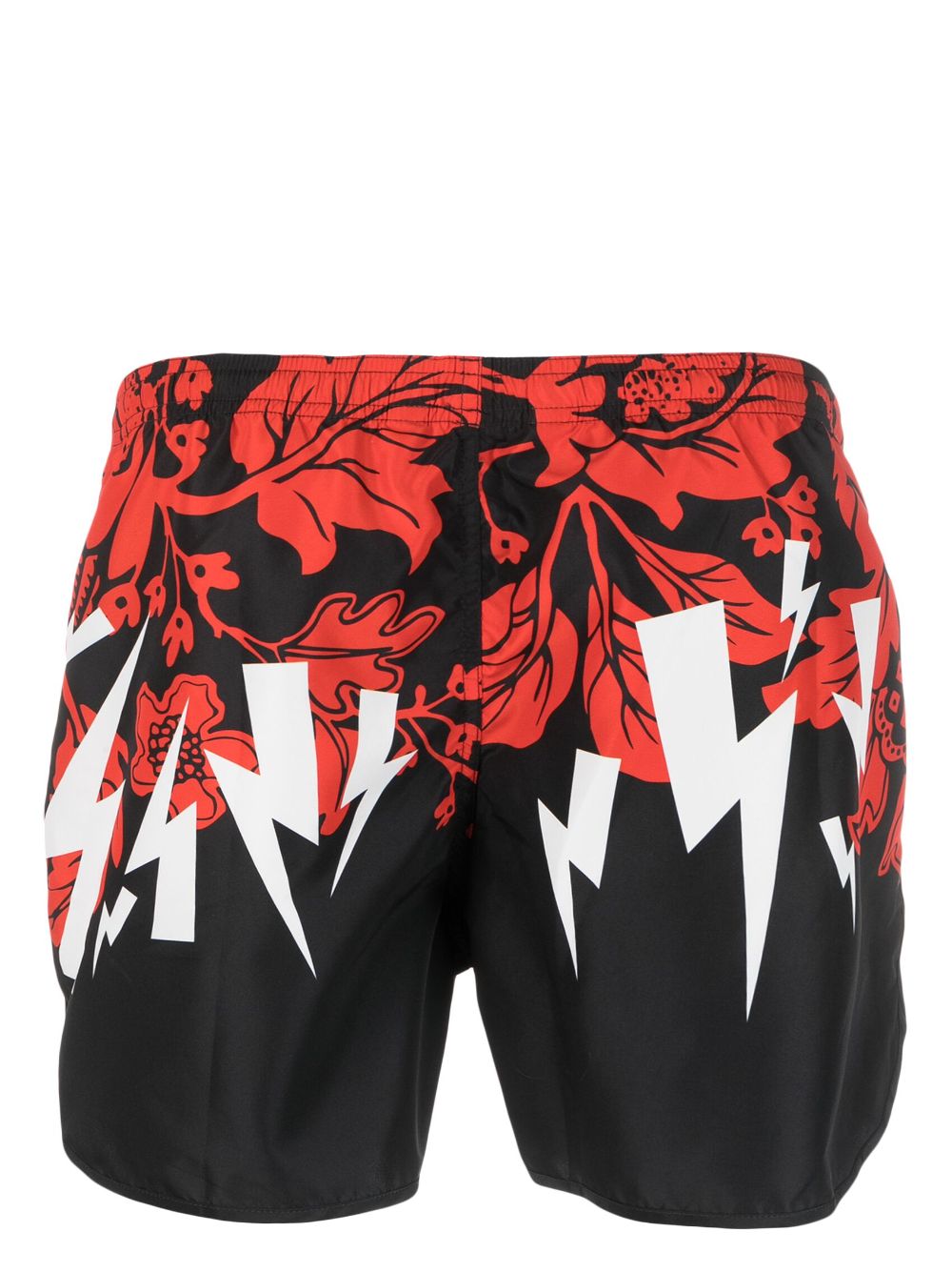 Shop Neil Barrett Graphic-print Swim Shorts In Red