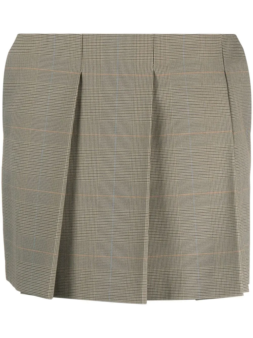 Shop Sportmax Checked Pleated Miniskirt In Neutrals