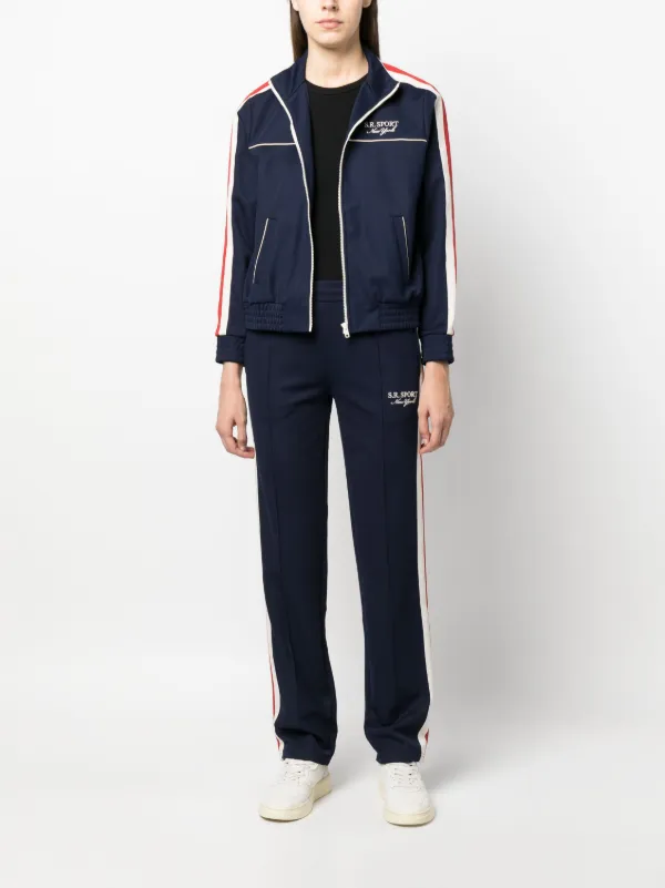 Sporty & Rich stripe-detail zip-up Track Jacket | Blue