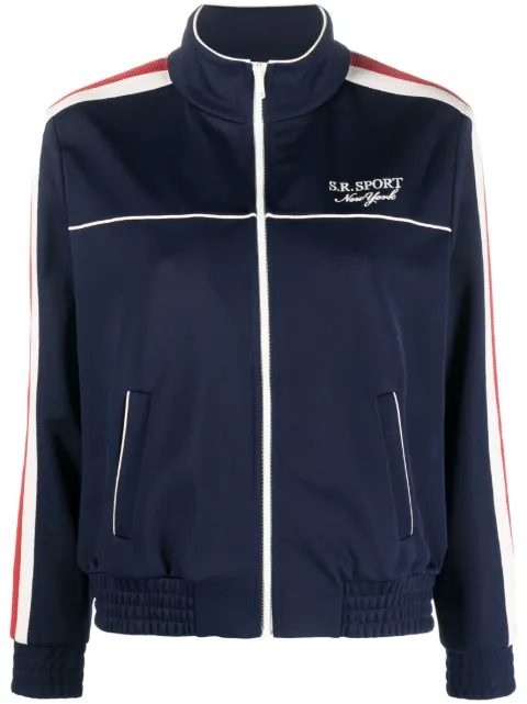 Sporty & Rich stripe-detail zip-up track jacket