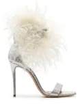 Casadei Aria 110mm metallic leather sandals - Silver