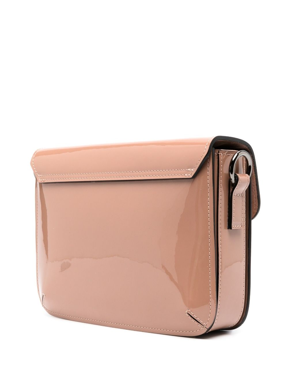 Shop Casadei Mia Patent Leather Satchel Bag In Neutrals