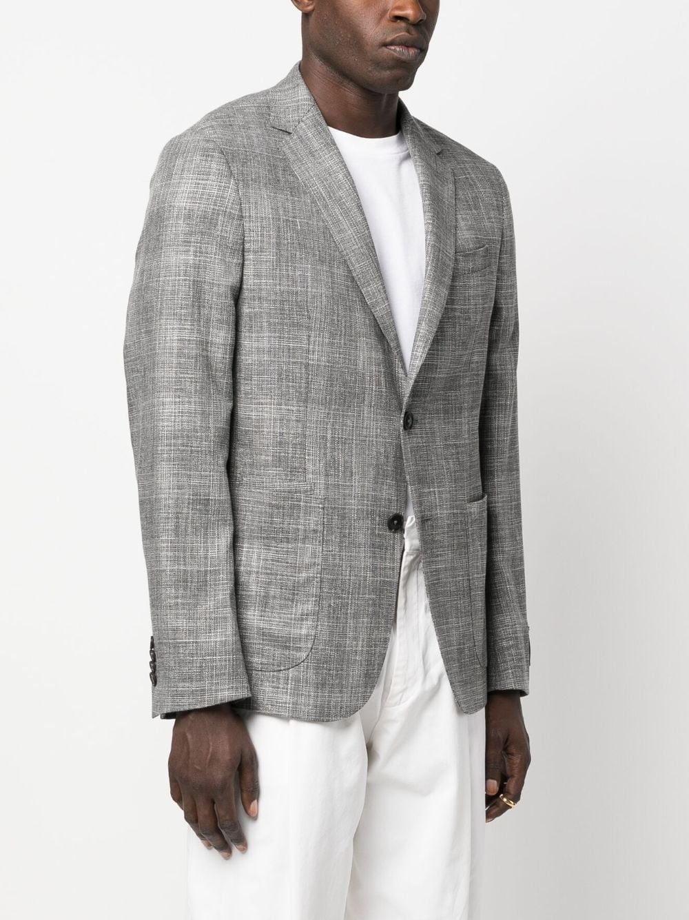 Shop Zegna Checked Single-breasted Blazer In Grey