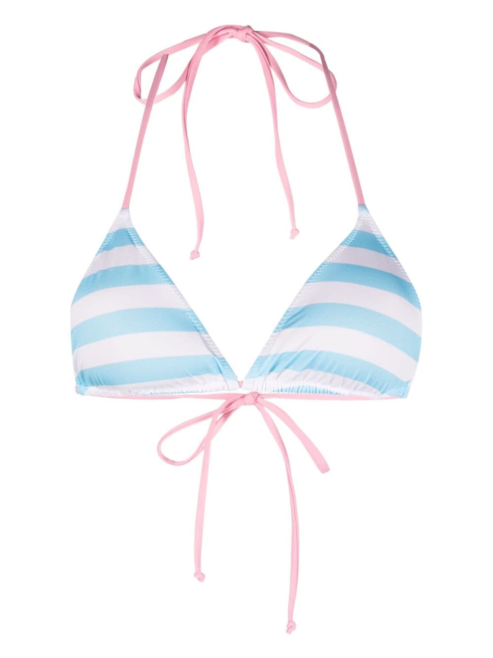 Mc2 Saint Barth Stripe-print Bikini Top In Blue