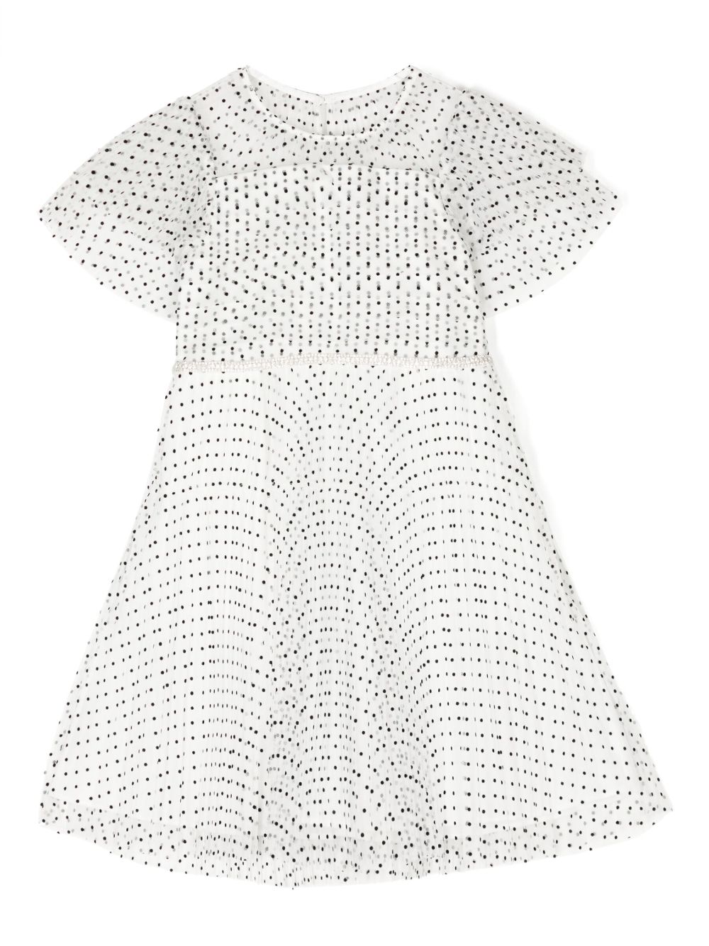 Self-portrait Kids' Micro-dot Pattern Dress In White