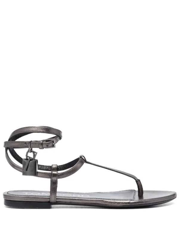 サンダル・ミュール Tom Ford Laminated leather sandal with padlock LAMINATED NAPPA LEATHER PADLOCK POINTY NAKED SANDAL | Tom