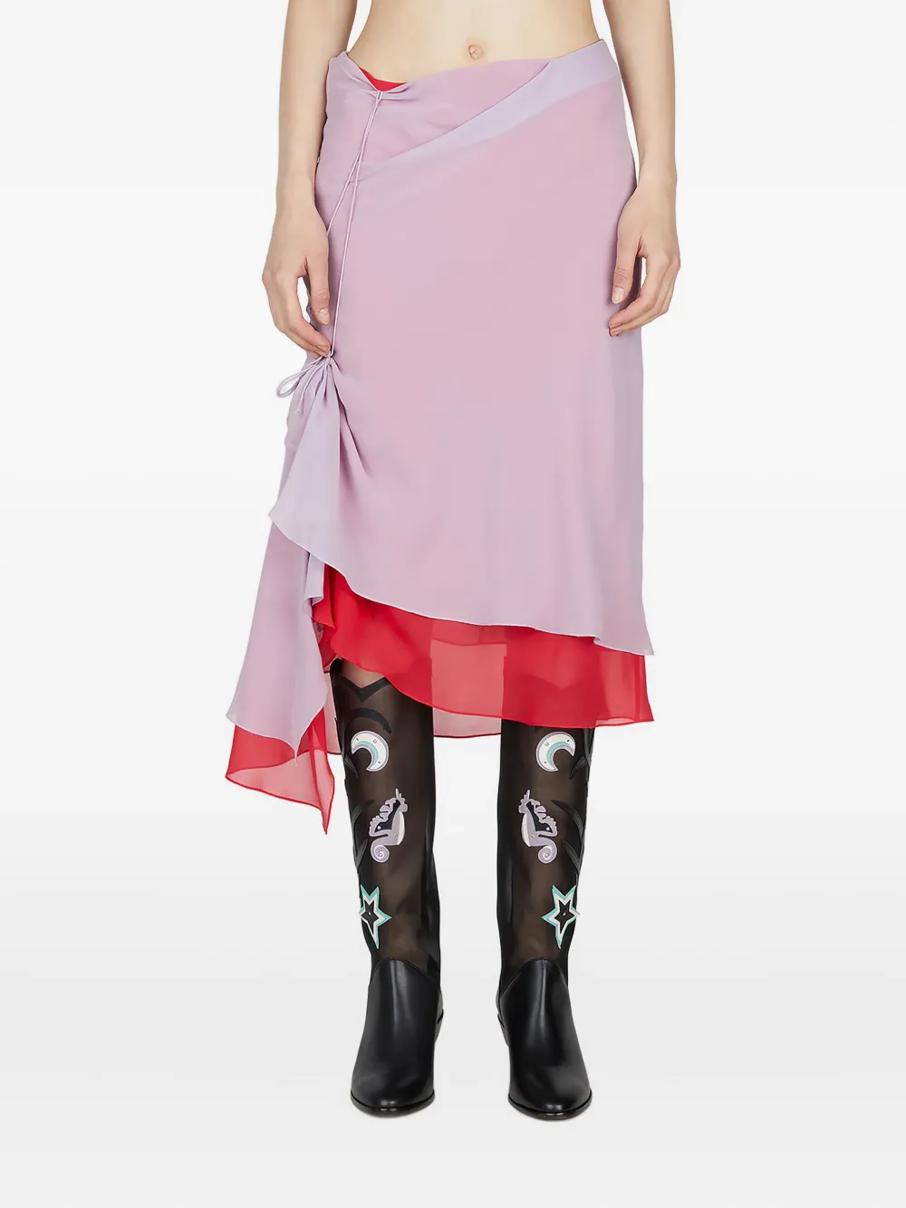 Kiko Kostadinov ruffled layered midi skirt | Pink | Image 1