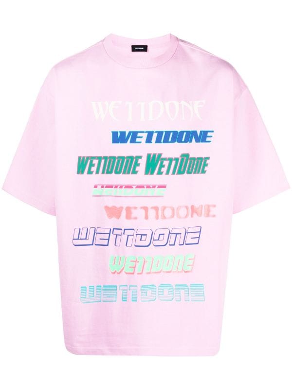 we11doneピンク ロゴ Tシャツ-