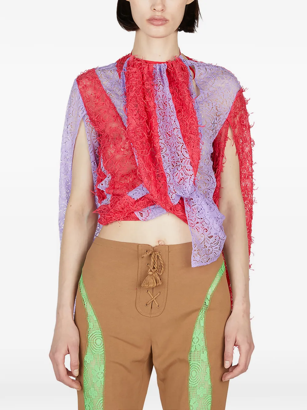 Kiko Kostadinov lace draped top - Rosso