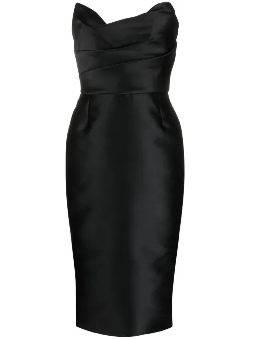 Robe bustier en satin à coupe mi-longue - Marchesa - Modalova