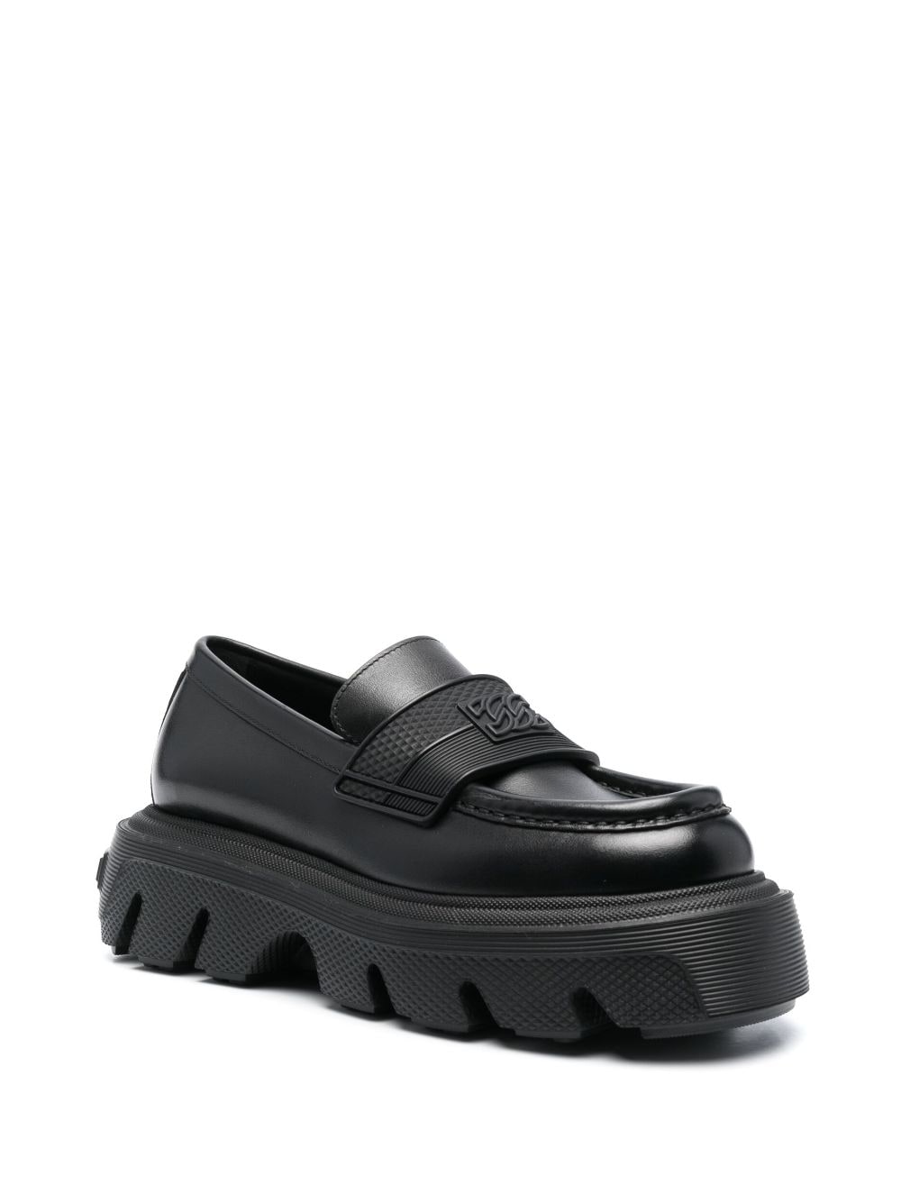 Shop Casadei Generation C Logo-embossed Loafers In Black