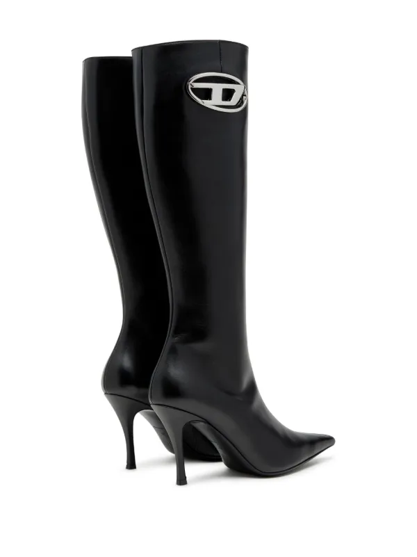 Diesel D-Venus logo-plaque Leather Boots | Black | FARFETCH