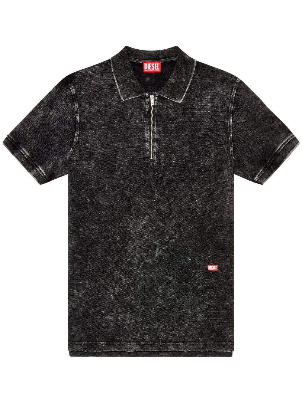 Image 1 of Diesel T-Smith-Zip acid-washed polo shirt