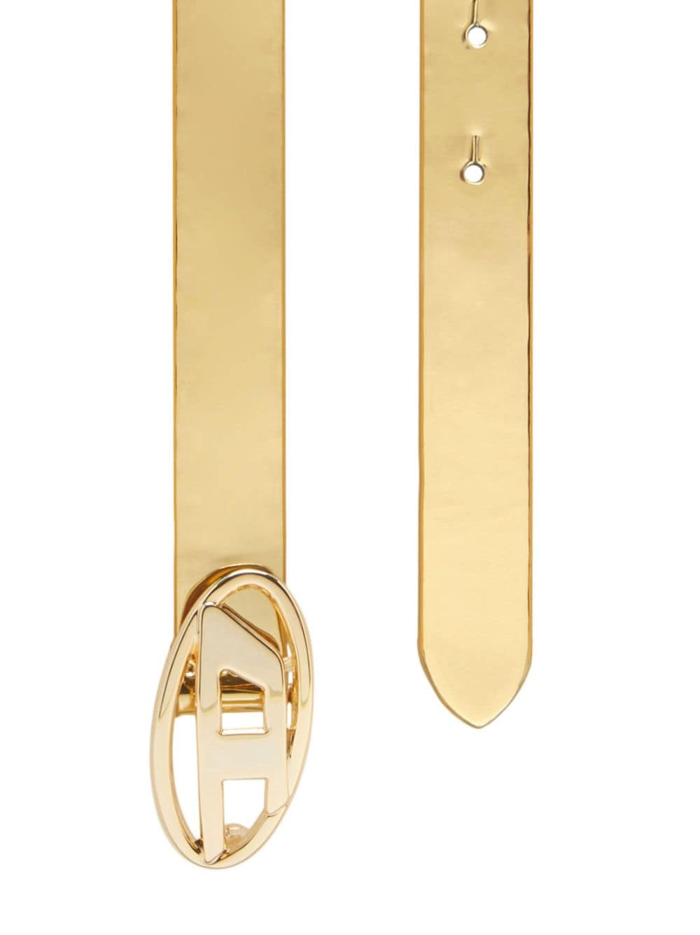 Shop Diesel 1dr Logo-buckle Leather Belt In Gold