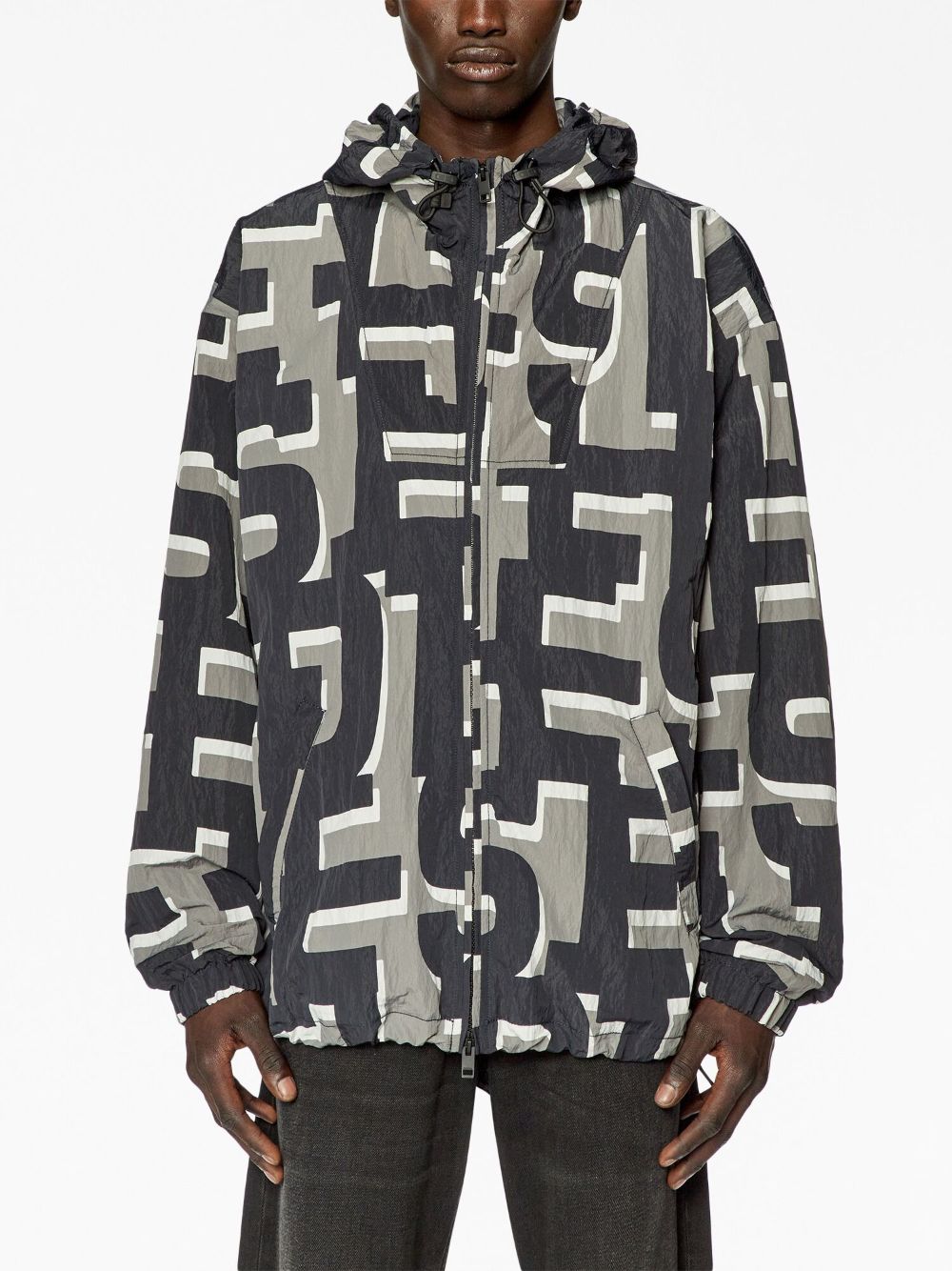 Diesel J-Jass monogram-print hooded windbreaker Men