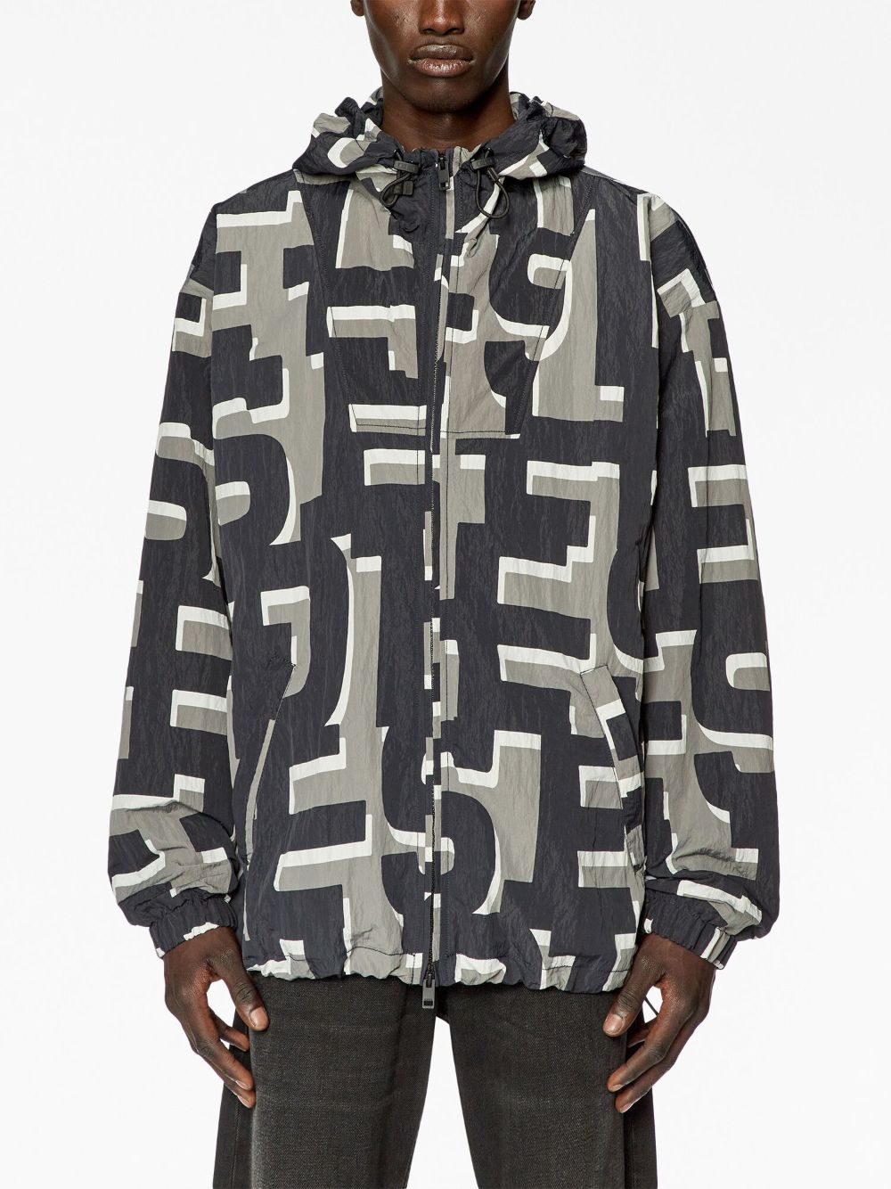 Diesel J-Jass monogram-print hooded windbreaker Men