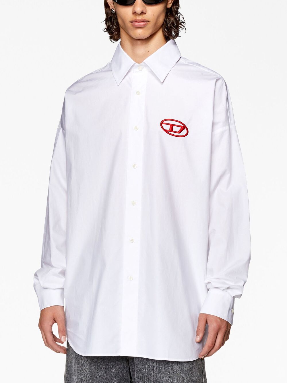 Diesel S-Dou-Plain logo-embroidered shirt Men