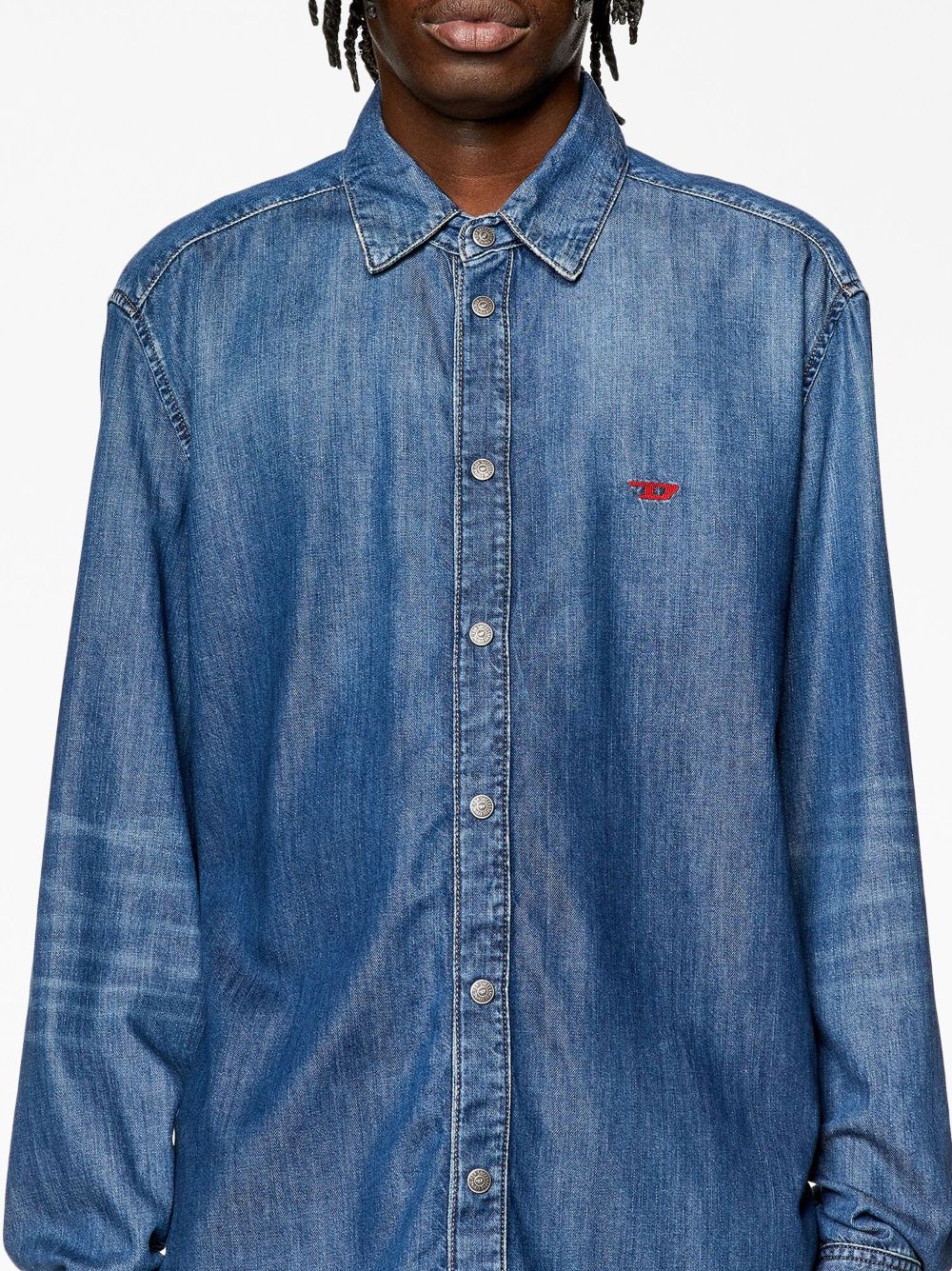 Shop Diesel D-simply Long-sleeve Shirt In Blue