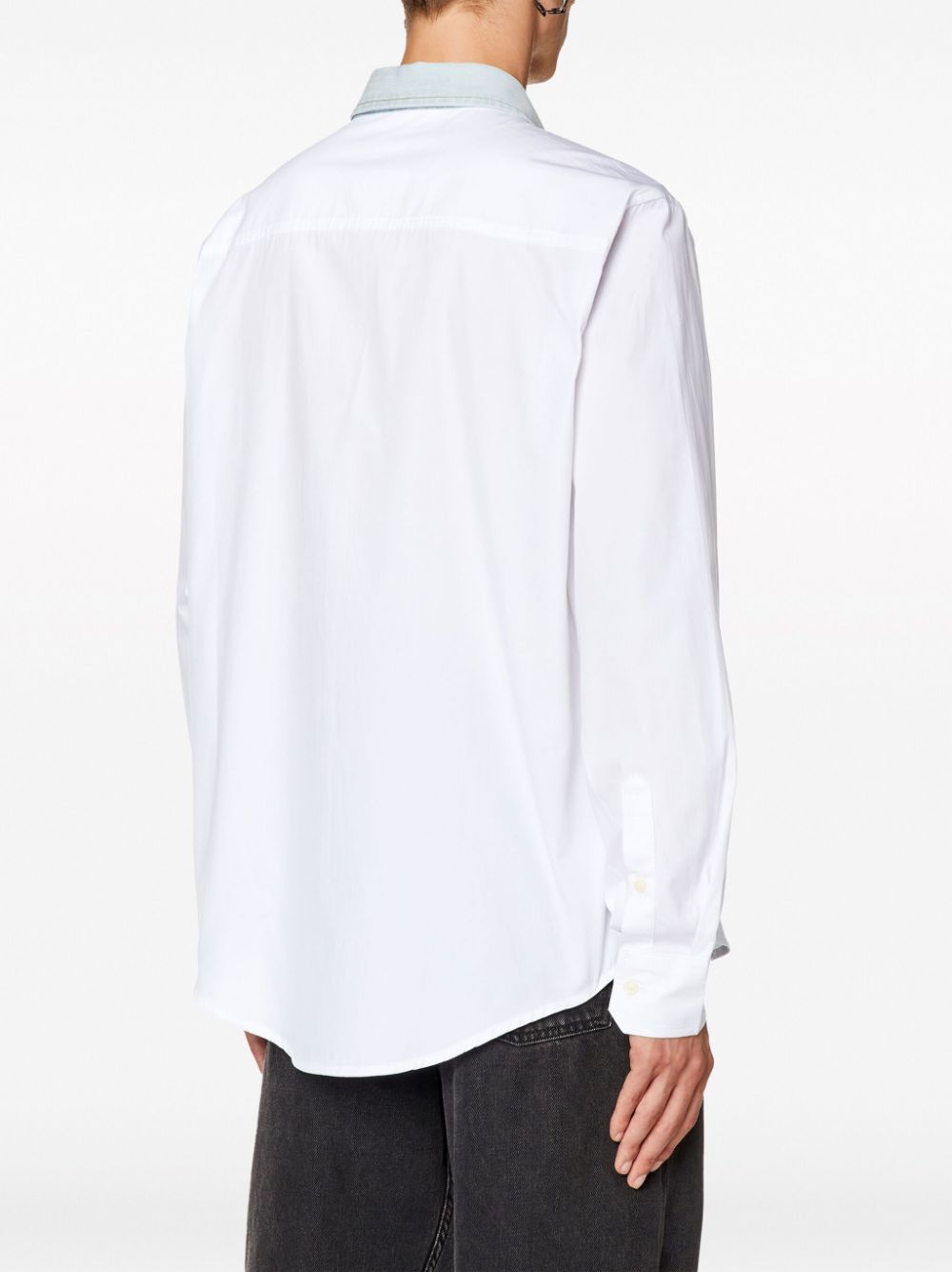 Shop Diesel S-holls Cotton Shirt In White
