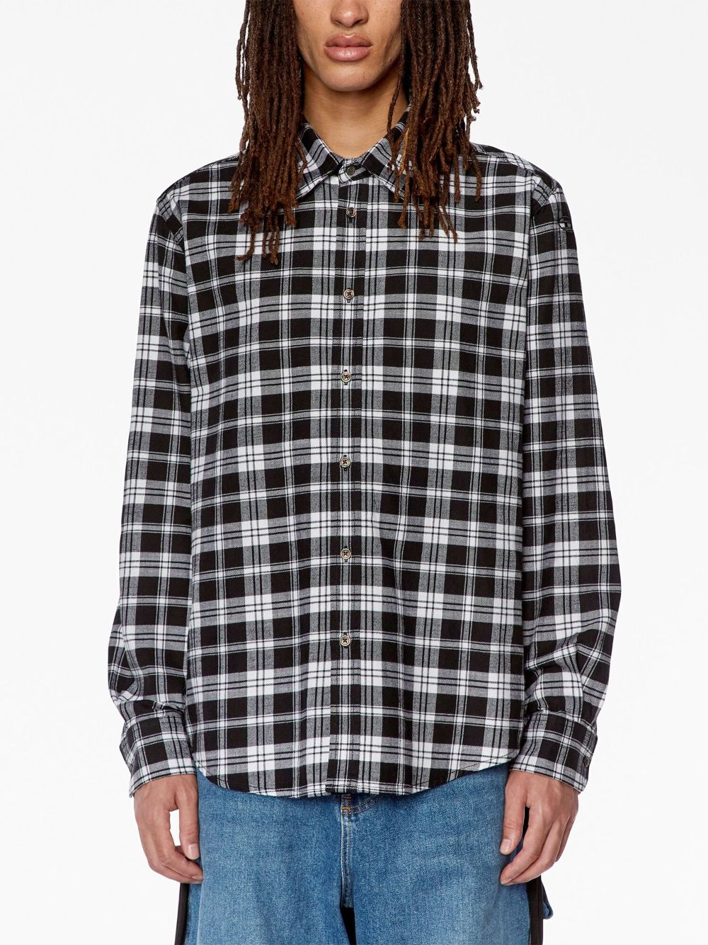 Shop Diesel S-umbe-nw Checked Cotton Shirt In 9xx