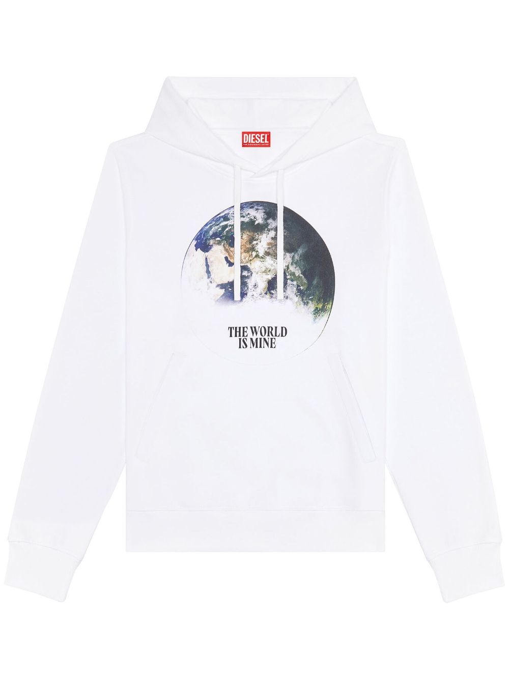 Diesel Hoodie With The World Is Mine Print In White