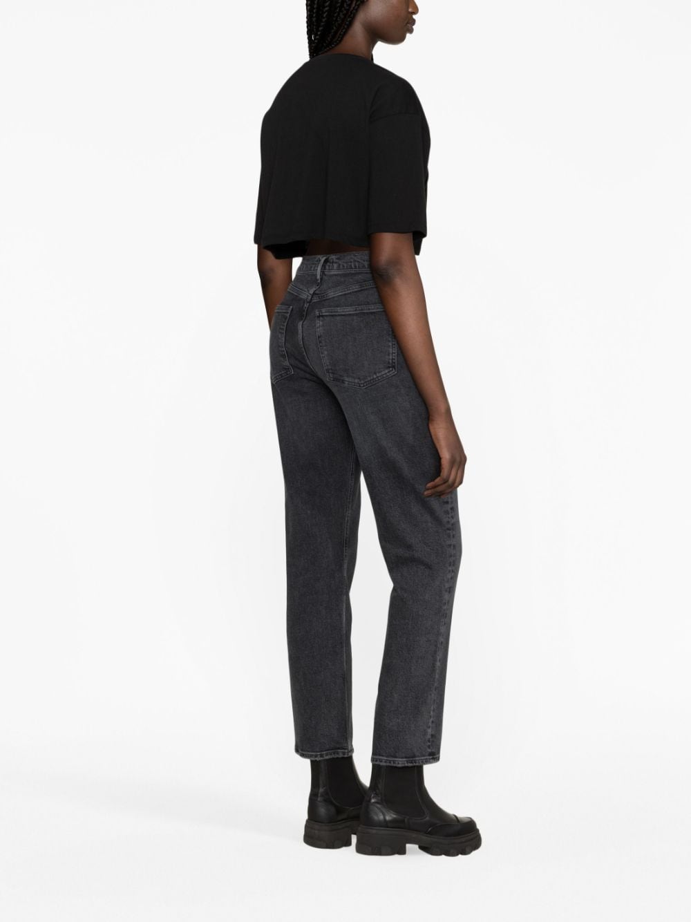 Shop Agolde Stovepipe Straight-leg Jeans In Grey